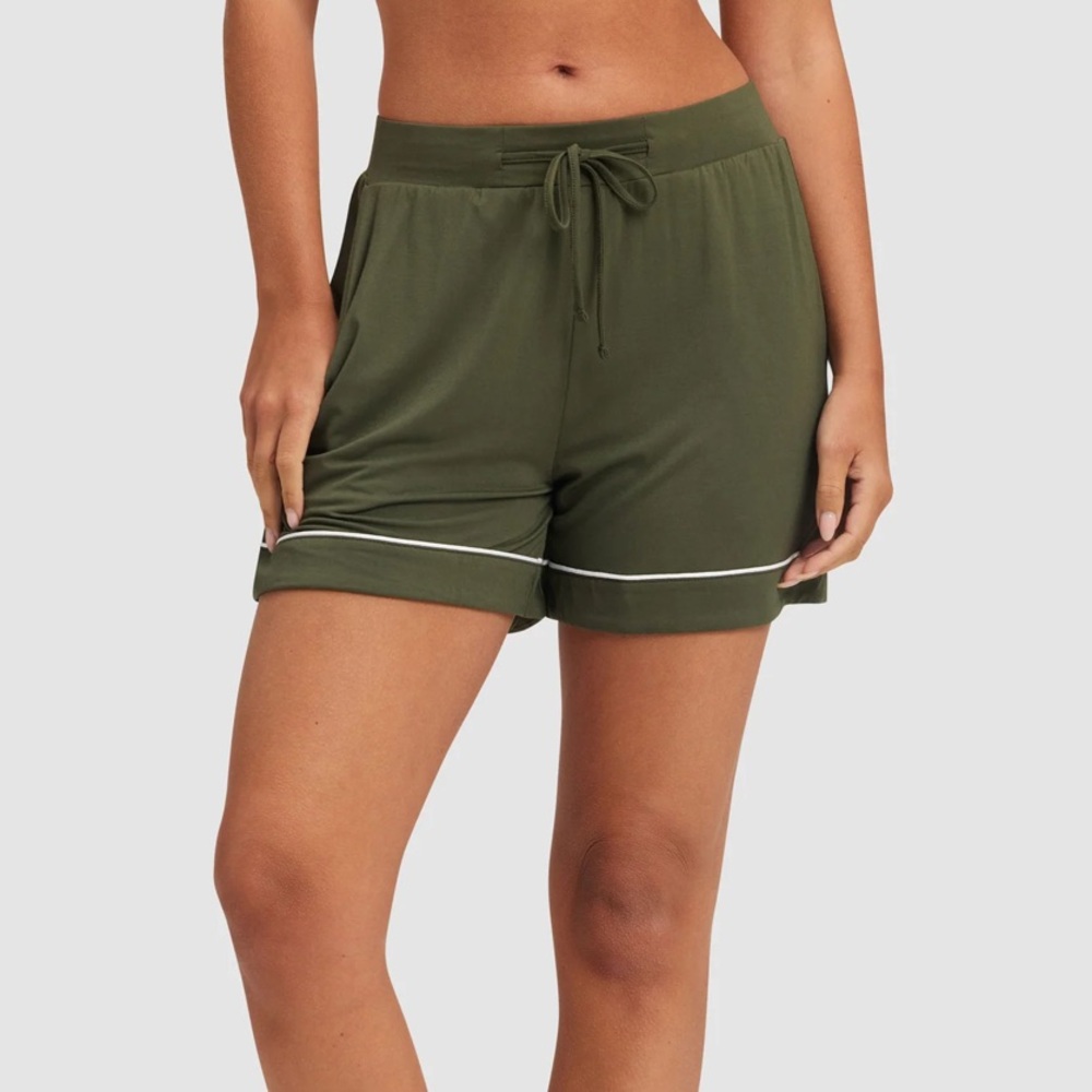 COZY EARTH NWT Women's Bamboo Stretch-Knit Pajama Shorts Olive Size Large
